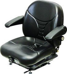 Milsco Black Vinyl V5300 Seat and Suspension with 11.25" x 11" Mounting W/ Arms