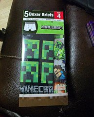 Minecraft Boys Tagless Boxer Briefs 5 Pack Size 4 100% Cotton Creeper/Steve