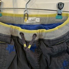 Mini Boden Cargo Pants 9Y Gray/Blue Star Print Cotton Lined Pockets Drawstring