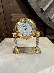 Mini Old J.M. Jacmor Quartz Desk Clock Gold And Silver Cable Style Working