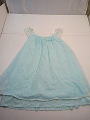 Miss Elaine VTG Blue Babydoll Nightgown White Floral Lace Trim Sheer !