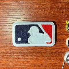MLB Baseball Logo Patch Red White Blue Batterman Embroidered Iron On 2.25x1.25"
