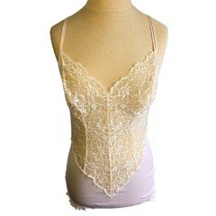 Moalizia Camisole Made In Italy Size Medium Cotton Lace Top Lingerie Pink