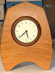 Modern Mid Century Style Wood Mantel Clock MCM Shield Boomerang NORCAL Artist $$
