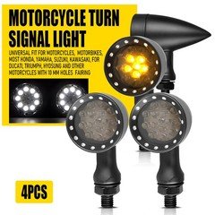 Motorcycle Turn Signal Lights Mini Blinker White DRL Amber Light Indicator 10MM