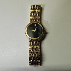 Movado Museum Men's Swiss Made Quartz Gold Tone Bracelet Black Dial Watch