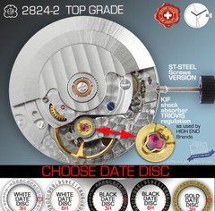 MOVEMENT AUTOMATIC ETA 2824-2  TOP GRADE, TRIOVIS REG. ST-SCREWS, 5 DATE VARI.