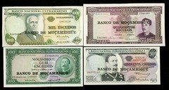 MOZAMBIQUE 1000,500,100,50 Escudos Banknote Set World Paper Money UNC Bill Note