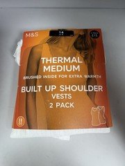 M&S Thermal Medium Pack of 2 White Vests - Size:14 BNWT