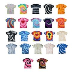 Multi-Color Tie Dye T-Shirts,  Kids & Adults Short Sleeve Cotton Colortone 