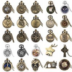 Multi-Style Mini Pocket Watch Designs Quartz Analog Vintage with Necklace Chain
