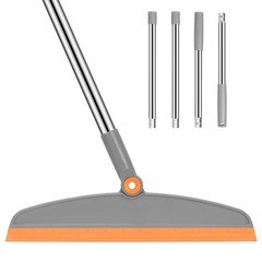 Multifunction Silicone Broom, 54 Inch Long Handle Floor Gray Orange