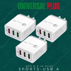 Multiple 3-Port USB AC Plug Quick Charger Block Universal Phone Cube 18W Box Lot