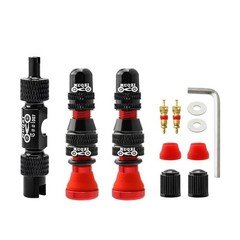 MUQZI Tubeless Schrader Valve Stems Kits - Alloy Bike No 40mm, 40mm - Red 