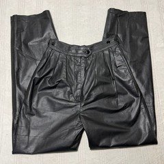 N-Club M Neiman Marcus Collection Vintage Black Pleated Leather Pants