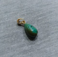 Natural Tibetan Turquoise Teardrop Pendant Brass Handmade Stone Jewelry