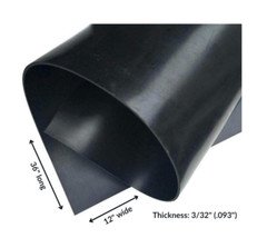 Neoprene Rubber Sheet Solid 3/32" thick x 12" wide x 36" long 60A Duro, Black