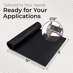 Neoprene Sheet 1/16 x 9 x 12 in 60A Rubber Strip Mat Gasket Material Made in USA