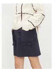 NEW $240 SANDRO PARIS NAVY FRILL POCKET MINI SKIRT