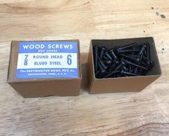 New Box 144 So Hard #6 x 7/8" Blued Steel Round Head Wood Screws Slotted USA