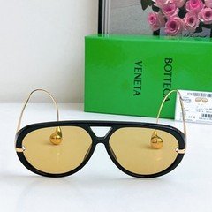 New BV1273 Women's Sunglasses Black Frame Yellow Lens Gift Box