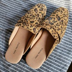 NEW Free People at ease animal print Suede Slip-On Mules Shoes 6.5 MSRP $150