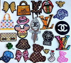 New Iron-On Patch bear hat bag flower cherry purse Designer Logo embroidered