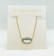 New Kendra Scott Elisa Gold Pendant Necklace In Light Blue Illusion