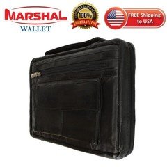 New Large Black Genuine Leather Bible/Book Cover Case Zippered Organizer