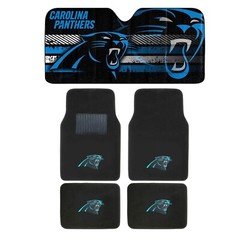 NEW NFL CAROLINA PANTHERS Car Truck Carpet Floor Mats & Windshield Sun Shade SET