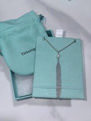 New Tiffany & Co Silver Elsa Peretti Pearl Mesh Tassel Pendant Necklace 16"