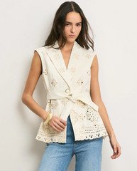 NEW VERONICA BEARD  Townes Eyelet Vest  Dove White