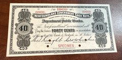 NEWFOUNDLAND 1909 40 CENT  PROOF PCGS CASH NOTE SEPCIMEN  Superb Gem New 67PPQ