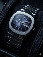 NICE VINTAGE MIDO MULTI STAR AUTOMATIC DAY DATE DRESS GENTS PURPLE DIAL 12.