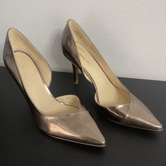 Nine West Women's Bronze Metallic Pointed Toe Stiletto Pumps Faux Leather 6.5M