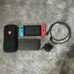 Nintendo Switch Console Neon Blue/Red Joy-Con Dock AC Adapter HDMI Cable Case