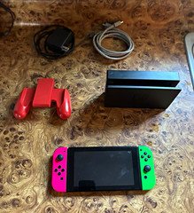 Nintendo Switch Console Neon Pink/Green Joy-Con, Dock, AC Adapter & Cable