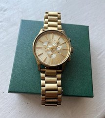 Nixon Sentry Chrono 42mm Quartz Chronograph Date 100m Gold SS Bracelet
