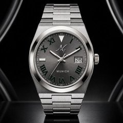 Novaire Watches Custom Munich Emerald Grey Dial Stainless Steel Watch