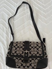 NWOT Vintage Coach F12641 Hamptons Soho Flap Shoulder Crossbody Bag Black Canvas