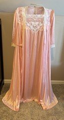 NWT Sabrina Vintage Baby Pink Lace Gown And Robe Set Size Large Rose Blush