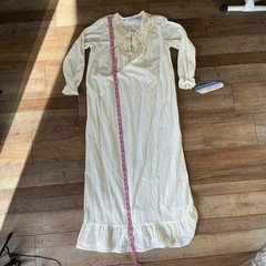 NWT VTG Stardust Nightgown Sz M Ivory Lace Long Sleeve Ruffle Hem USA Made 44123