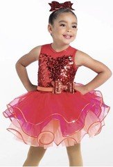 NWT Weissman Rock’n’Roll Dance Costume Red Sequin with Ombré Tutu Girls IC (7/8)