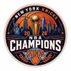 NY Knicks Champions Round Precision Cut Decal
