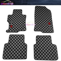 Nylon Floor Mats Fits 08-12 Accord 4DR Carpets Black Gray Plaid w/ Type R