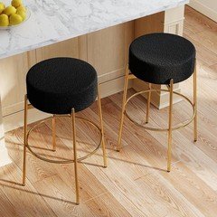 oarFlash 30" Rotatable Swivel Bar Stool Set of 2 Sherpa Gold Leg Black