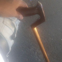 Offset Handle Walking Cane Ergonomic Black Grip with Bronze Shaft