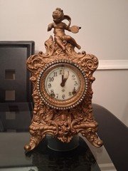 Old Brass Cherub Mantle Clock For Parts,