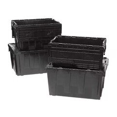 Orbis Fp183 Black Attached Lid Container, 13.46 Gal Volume Cap., 21 3/4 In L,