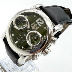 Orient Express Chronograph Watch Black Leather Strap Unused Battery Ready